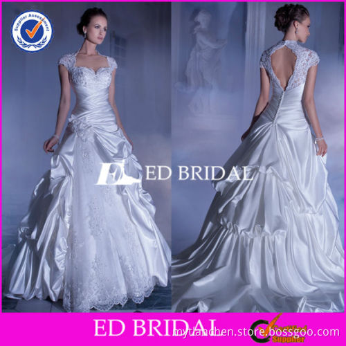 2581 Cap Sleeve Custom Made Sexy Open Back Ball Gown Factory Direct Wedding Dress